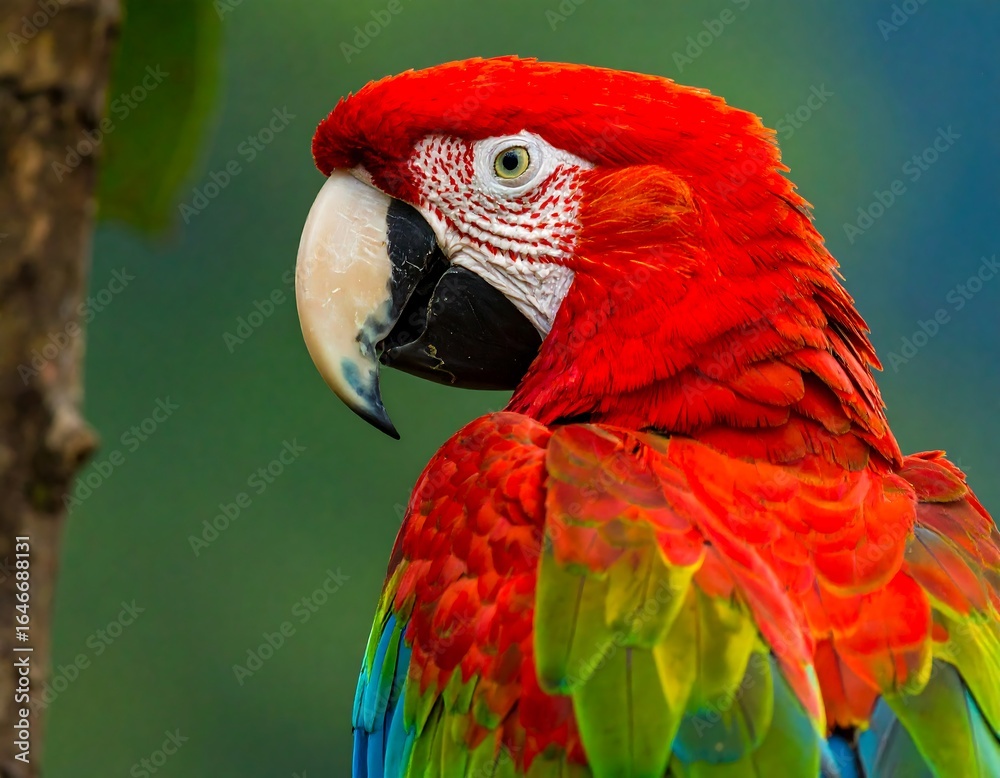 Naklejka premium Close-up of vibrant scarlet macaw
