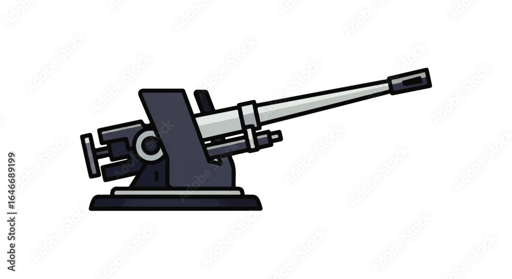 Fototapeta premium Illustration of a historical anti-aircraft artillery gun, a powerful weapon of war