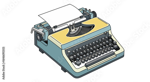 Vintage typewriter with paper ready for writing, showcasing its classic design and mechanical details.