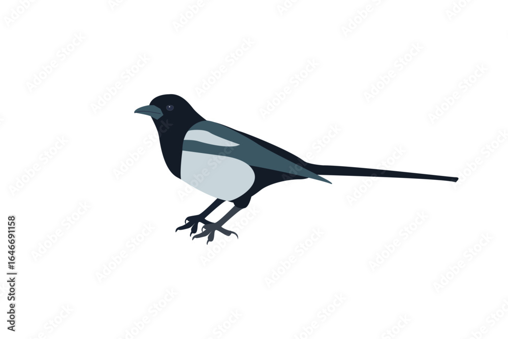 Obraz premium Thieving Magpie Vector Illustration