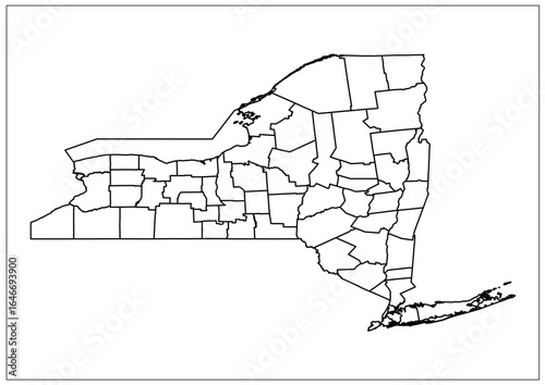 New York Map White Silhouette – USA City Vector Outline for Travel, Tourism, and Modern Wall Art Projects