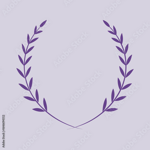 Elegant purple laurel wreath on a light purple background
