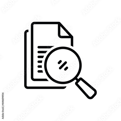 Black line icon for document retrieval