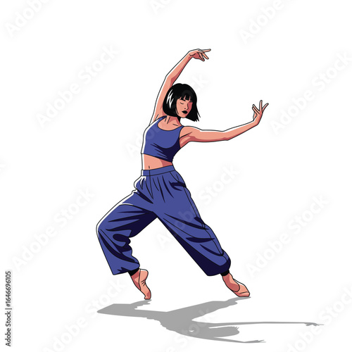 Vector illustration of dancer in graceful pose, isolated on white background