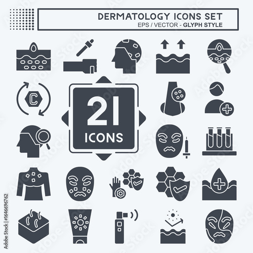 Icon Set Dermatology. related to Healty symbol. glyph style. design editable