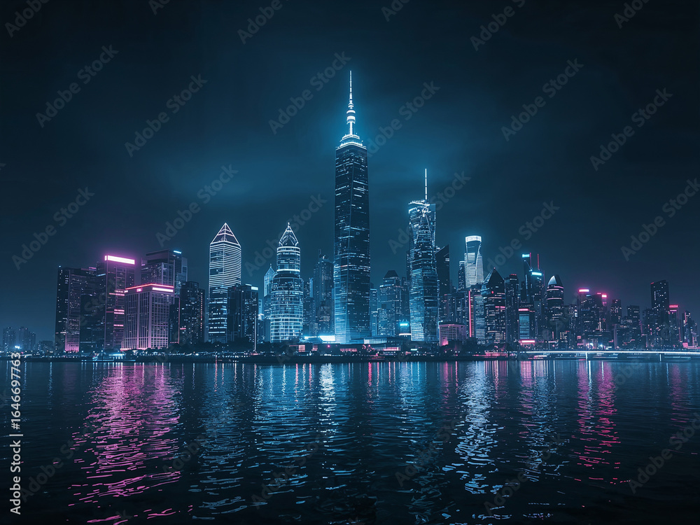 Obraz premium Futuristic Neon City 