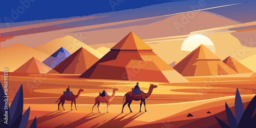  three-camels-in-the-desert-with-the-pyramids