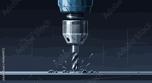 Precision Drilling Rig Illustration of Metal Surface Manufacturing Process