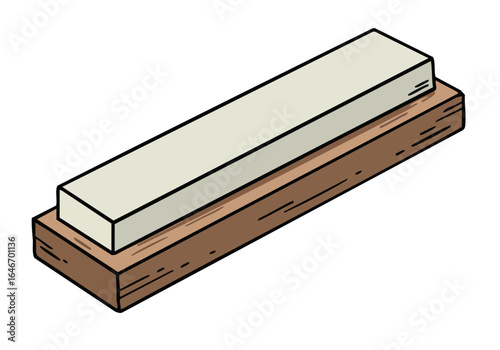 clean illustration showcases an Edge Hone Essential sharpening stone on a wooden base Simple modern design with a focus on quality and craftsmanship Ideal for product visuals and lifestyle concepts