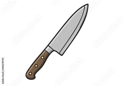 stylized kitchen blade icon rendered in a modern flat illustration style Clean lines and a simple color palette create a visually appealing graphic element Suitable for digital design and web use