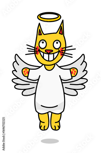 illustration of an angel cat