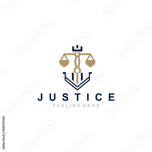 Justice logo design simple lawyer minimalist legal symbol illustration template
