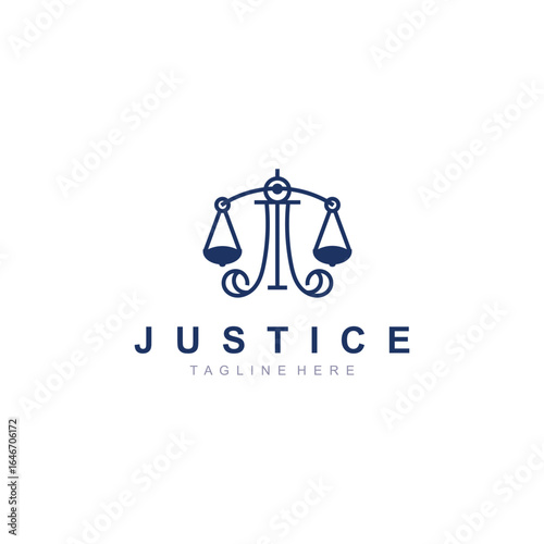 Justice logo design simple lawyer minimalist legal symbol illustration template