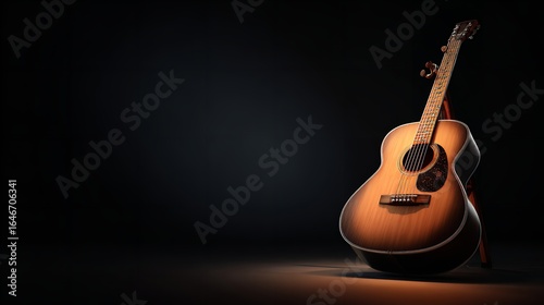 Vector illustration acoustic guitar on a dark background
