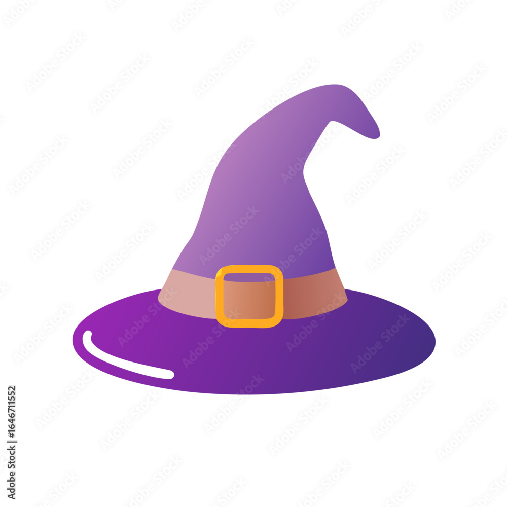 Naklejka premium Witch hat illustration in purple with gold buckle