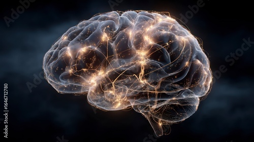 Human brain neural pathways illustration