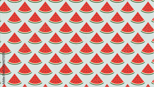 A vibrant, crisp cross-section of a ripe watermelon, its bright red flesh full of moisture and contrasted by shiny black seeds, evoking a sense of summer.