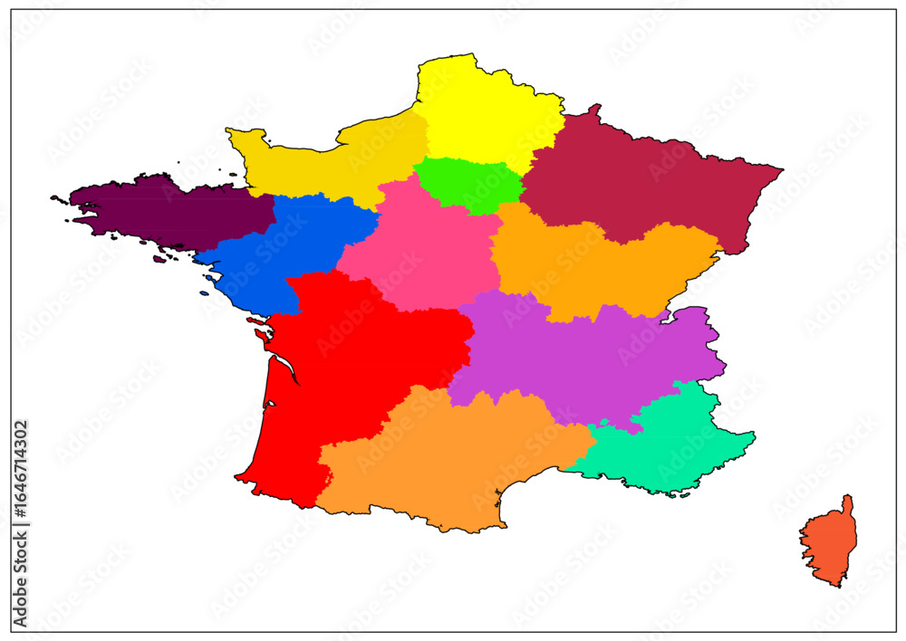 Naklejka premium Paris Map Color Edition 6– Detailed France Urban Layout for Travel Prints, Modern Home Decor, and Digital Wall Art