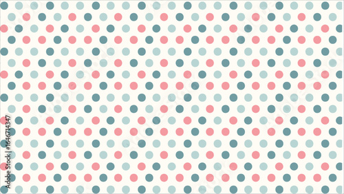 A delicate and modern polka dot pattern with a pastel pink and teal colorway, offering a minimal and aesthetically pleasing seamless design for nursery or branding.