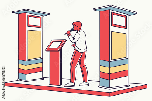 Man on stage singing