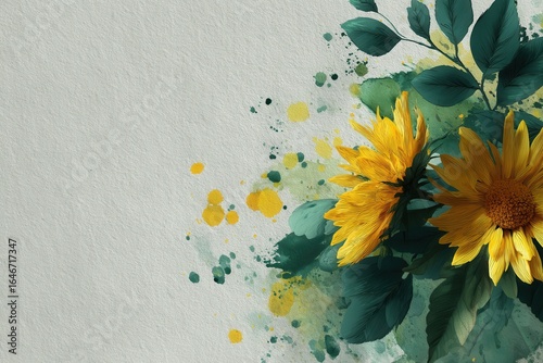 Nature-inspired digital painting close-up of vibrant sunflower