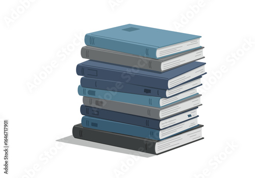 Stack of Books in Various Shades of Blue and Gray