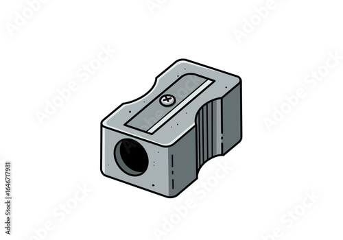 Gray Pencil Sharpener with Blade and Screw Detail