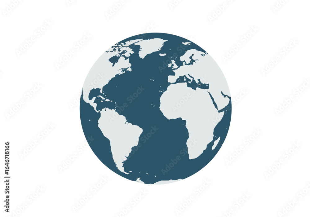 Naklejka premium Teal and White Globe Illustration with Continents