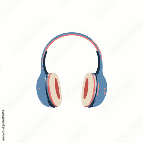 Stylized Blue Headphones with Peach Accents and Visible Earpad Interiors