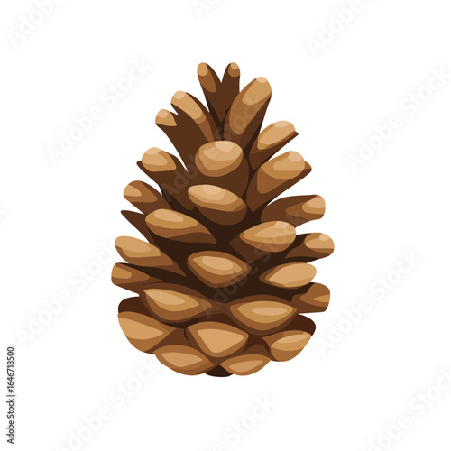 Stylized Brown Pinecone with Overlapping Scales and Cartoonish Design