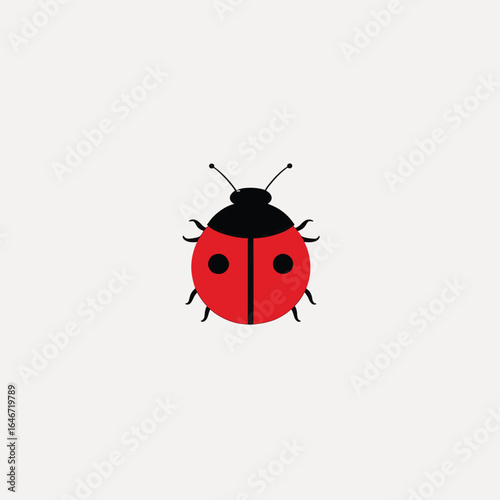 Stylized Ladybug with Symmetrical Design and Bold Red and Black Coloring