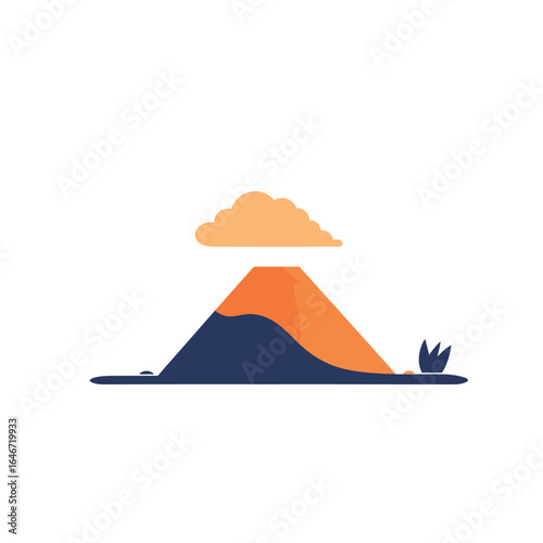 Stylized Mountain Landscape with Cloud Vegetation and a TwoTone Color Scheme
