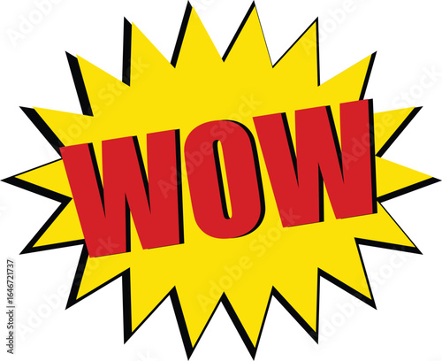 Yellow Comic Style Starburst with "Wow"