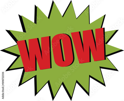 Green Comic Style Starburst with "Wow"