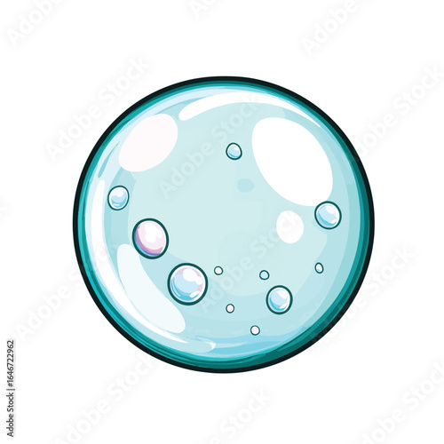 Teal Bubble with Internal Air Bubbles and Gradient Highlights