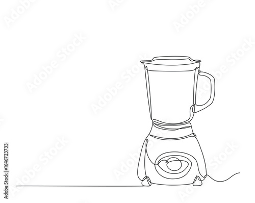 kitchen electric juicer outline drawing illustration. one continuous line drawing of juice maker or blender.