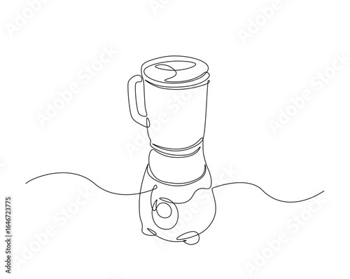 kitchen electric juicer outline drawing illustration. one continuous line drawing of juice maker or blender.