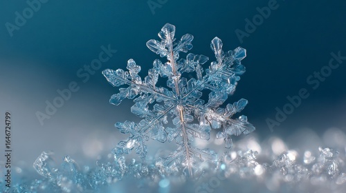 Stunning snowflake crystal closeup