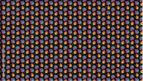 A seamless pattern with a bold, fluorescent tropical design, using bright neon pinks, greens, and yellows to create a vibrant and festive atmosphere for any party.