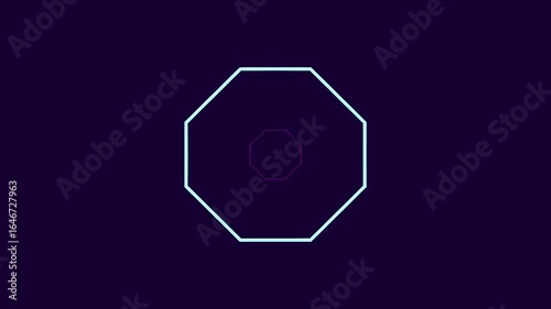Hexagon loop animation in neon blue and purple, futuristic style, ideal for tech, music, and modern motion backgrounds