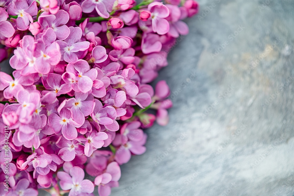 Obraz premium Lilac Bloom Cascade: A Floral Abundance on Textured Gray Surface