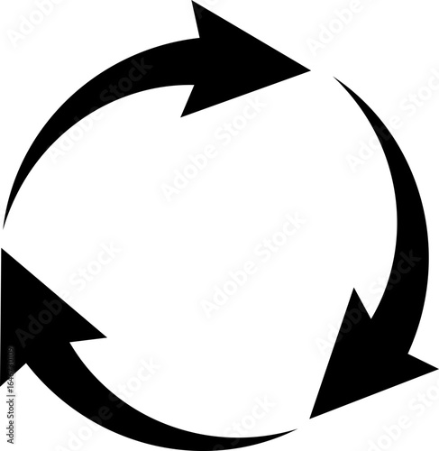 Black Circular Arrow Icon for Refresh, Repeat, Recycle and Loop Actions