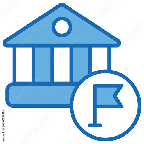 Government Blue White Icon Editable Stroke