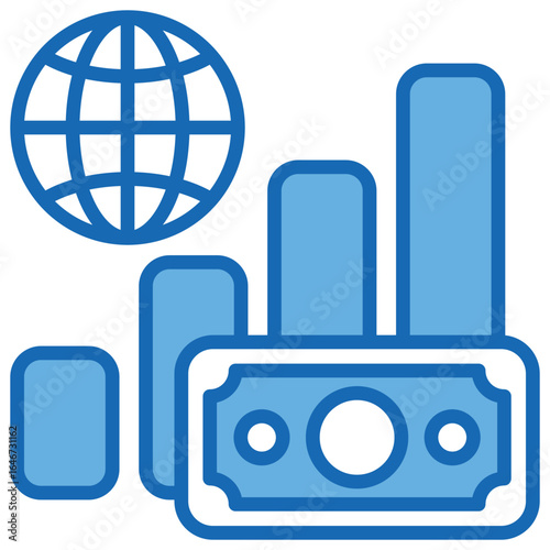 Economic Blue White Icon Editable Stroke