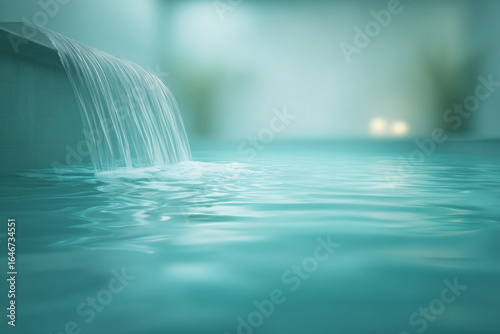 FLUJO DE AGUA TURQUESA DIFUMINADO, FONDO DE SPA MINIMALISTA