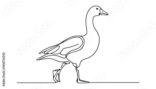 Continuous one single minimal line drawing duck