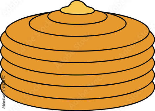 stack of pancakes with each layer showing a different topping on transparent background