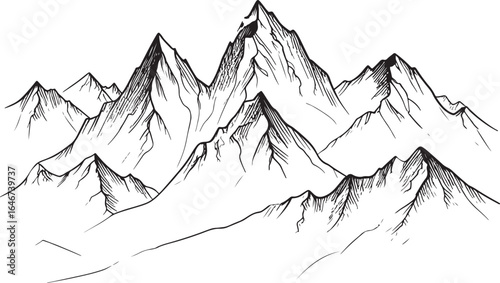Mountain Peaks Outline Icon Set — Nature and Adventure Vector Collection