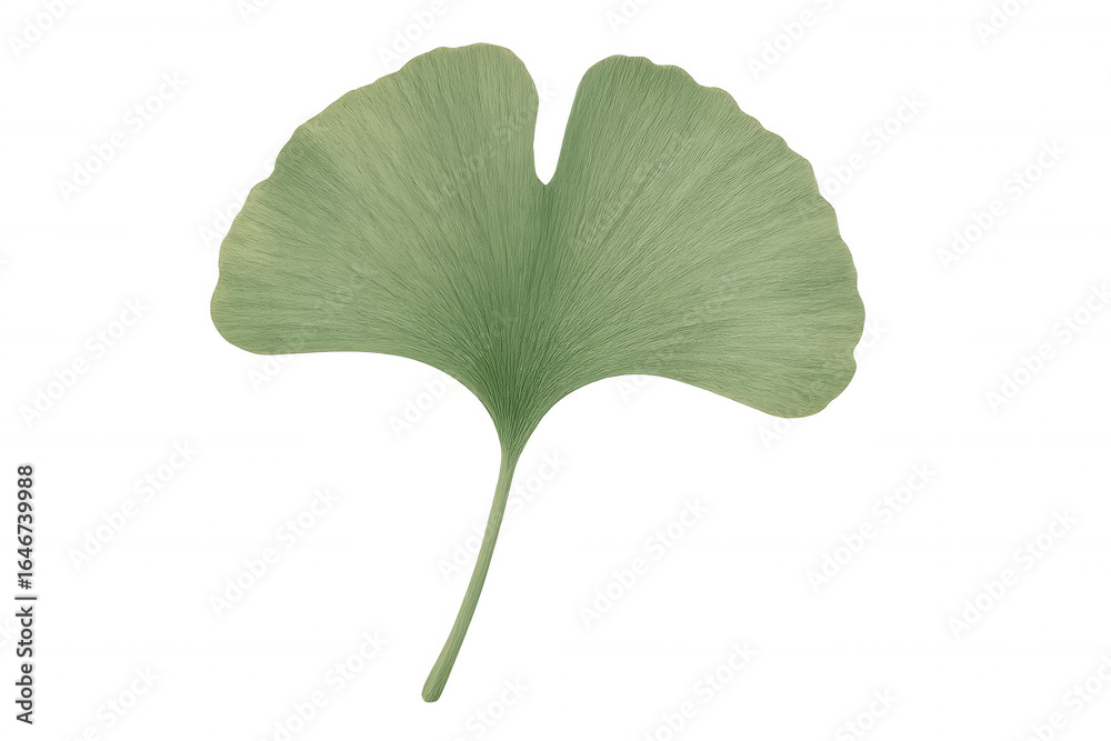 Fototapeta premium Ginkgo biloba leaf with its characteristic fan shape and forked veins, isolated on a transparent background, ready for graphic design projects