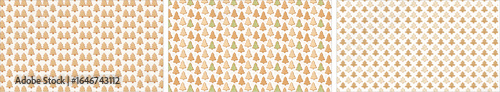A festive and sweet seamless pattern of delicious gingerbread cookies shaped like Christmas trees, decorated with colorful icing and sprinkles for a holiday feel.